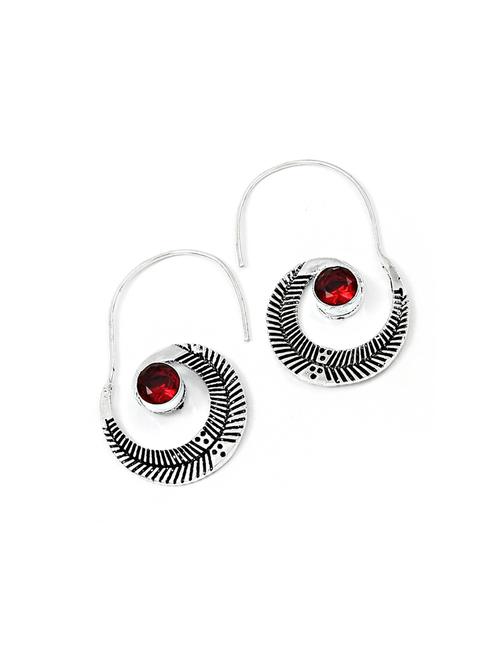 red silver plated drop earring - 17591503 - Very Small Image - 1