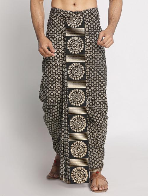 black printed dhoti - 17592777 - Very Small Image - 1