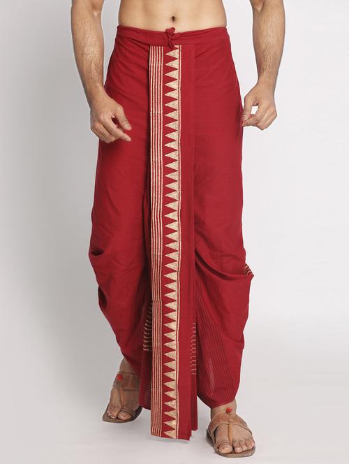 maroon striped dhoti - 17592780 - Very Small Image - 1
