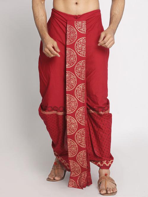 maroon printed dhoti - 17592782 - Very Small Image - 1