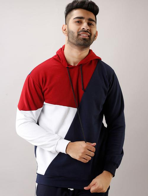 red color block cut & sew sweatshirt - 17593908 - Very Small Image - 1