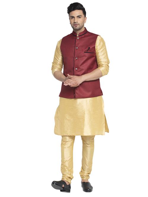men kurta churidar ethnic wear set with nehru jacket - 17594295 - Very Small Image - 1