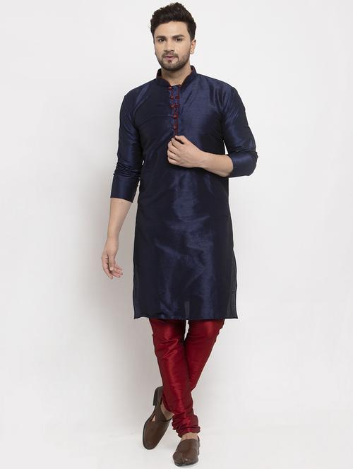 men solid kurta churidar ethnic wear set  - 17594319 - Very Small Image - 1