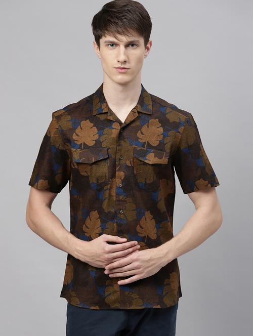 brown printed casual shirt - 17594773 - Very Small Image - 1