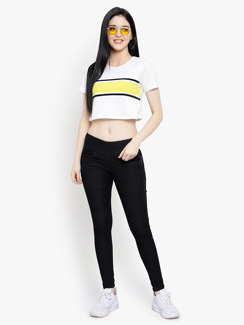women's crop round neck t-shirt - 17596214 - Standard Image - 5