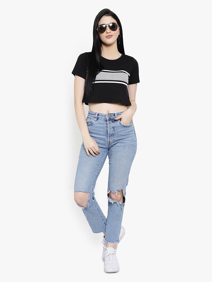 women's crop round neck t-shirt - 17596215 - Zoom Image - 4