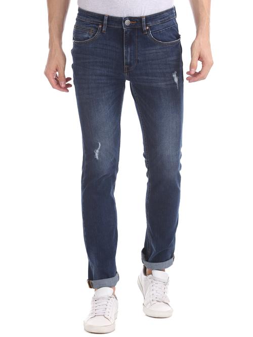 blue light washed ripped denim jeans - 17597783 - Very Small Image - 1