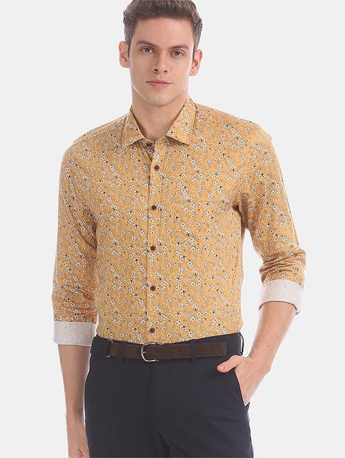yellow printed casual shirt - 17597991 - Very Small Image - 1