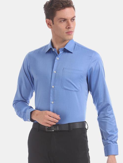 blue solid formal shirt - 17598026 - Very Small Image - 1