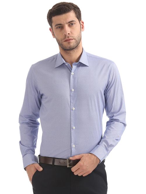 blue printed formal shirt - 17598028 - Very Small Image - 1