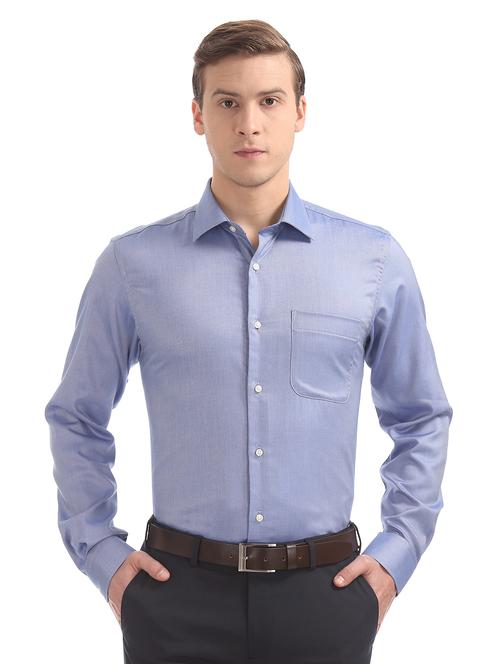 blue solid formal shirt - 17598046 - Very Small Image - 1