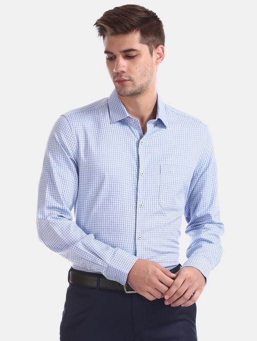 blue checkered formal shirt - 17598117 - Very Small Image - 1