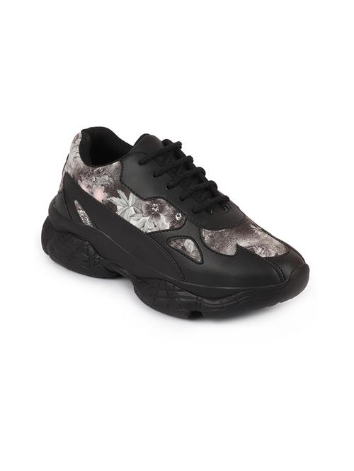 black pu laceup sports shoes - 17599187 - Very Small Image - 1