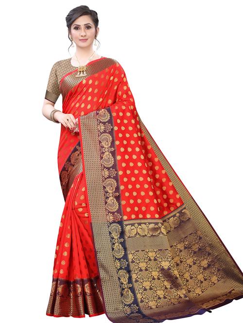 jacquard woven saree with blouse - 17599485 - Very Small Image - 1