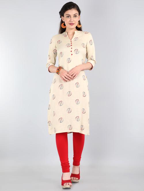 printed straight kurta - 17600044 - Very Small Image - 1