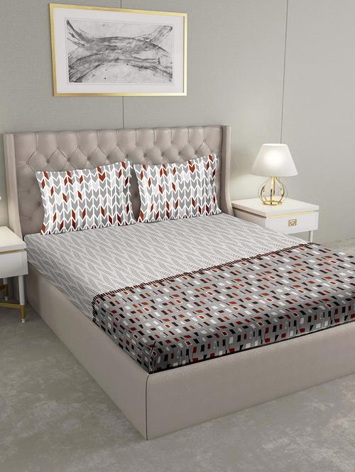 blueberry double bedsheet set super king size 180 tc cotton grey colour - 17600342 - Very Small Image - 1