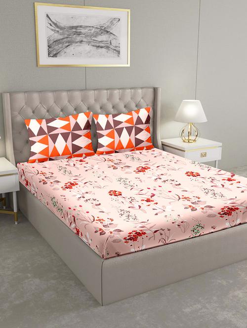 blueberry double bedsheet set super king size 180 tc cotton brown colour - 17600348 - Very Small Image - 1