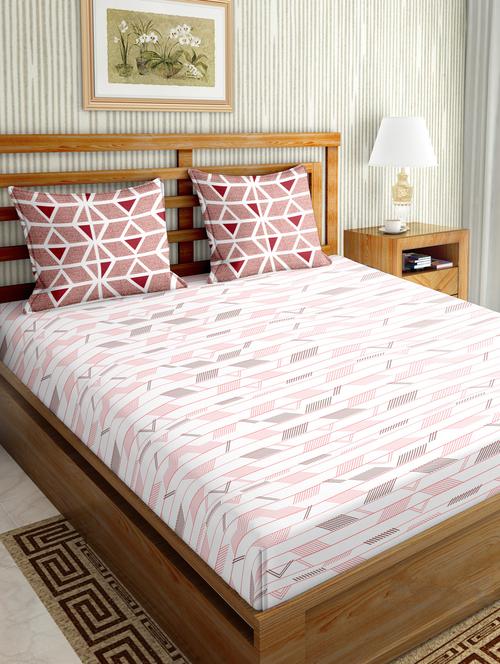 mysterious double bedsheet set king size 180 tc cotton pink colour - 17600355 - Very Small Image - 1