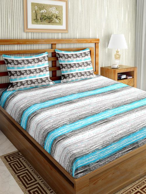 mysterious double bedsheet set king size 180 tc cotton blue colour - 17600357 - Very Small Image - 1