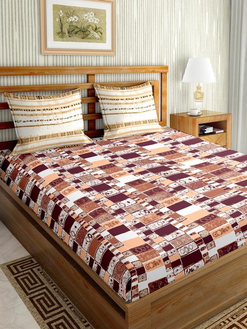 mysterious double bedsheet set king size 180 tc cotton maroon colour - 17600368 - Very Small Image - 1