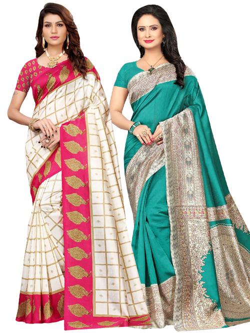 pink art silk combos saree with blouse - 17600957 - Very Small Image - 1