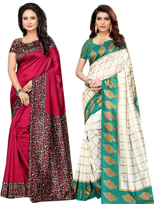 set of 2pcs combos saree  with blouse - 17601140 - Very Small Image - 1