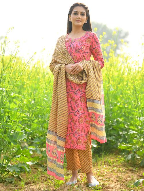 pink cotton suit  set - 17601506 - Very Small Image - 1