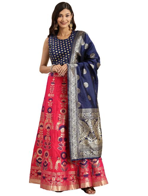 multi colored silk flared lehenga - 17601781 - Very Small Image - 1