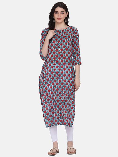 women's straight kurta - 17602203 - Very Small Image - 1