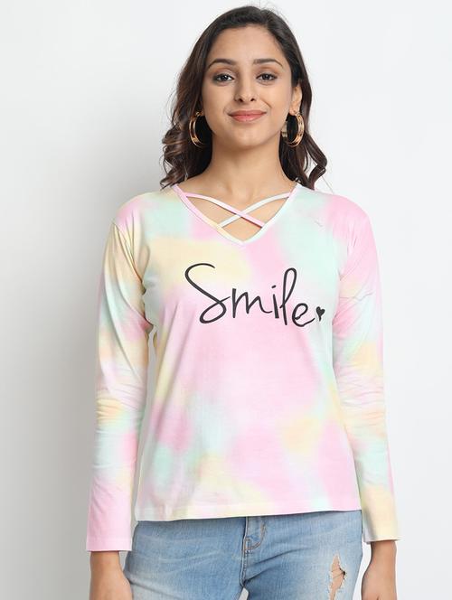 v neck tie & dye top  - 17602709 - Very Small Image - 1