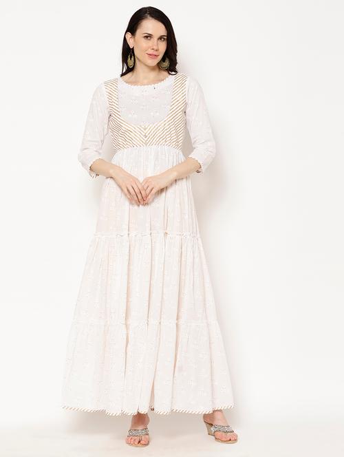 printed tiered flare kurta  - 17603026 - Very Small Image - 1