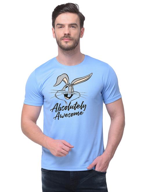 light blue chest print t-shirt  - 17603212 - Very Small Image - 1
