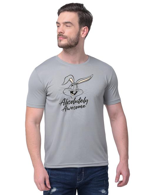 grey dry fit chest print t-shirt - 17603214 - Very Small Image - 1