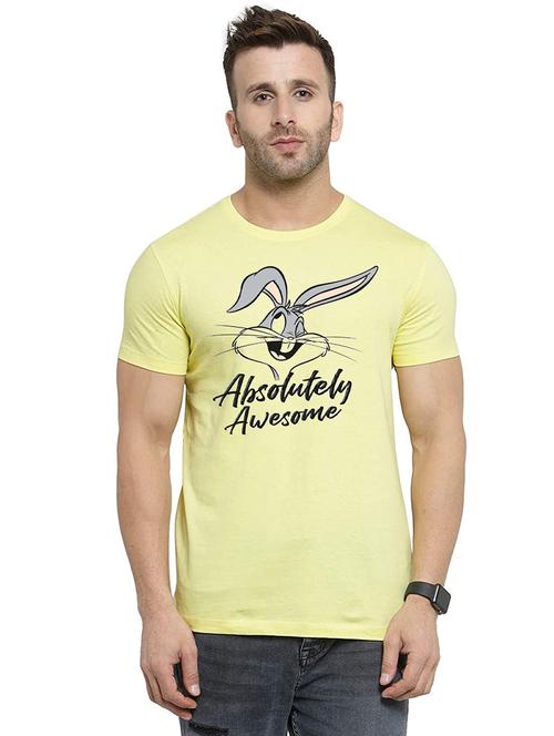 yellow chest print t-shirt  - 17603215 - Very Small Image - 1
