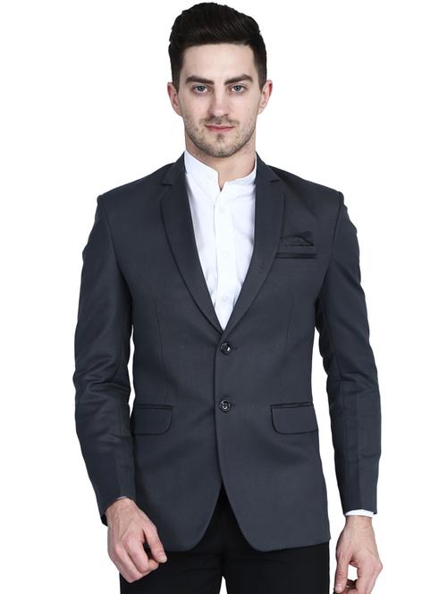 grey solid single breasted suit - 17603233 - Very Small Image - 1