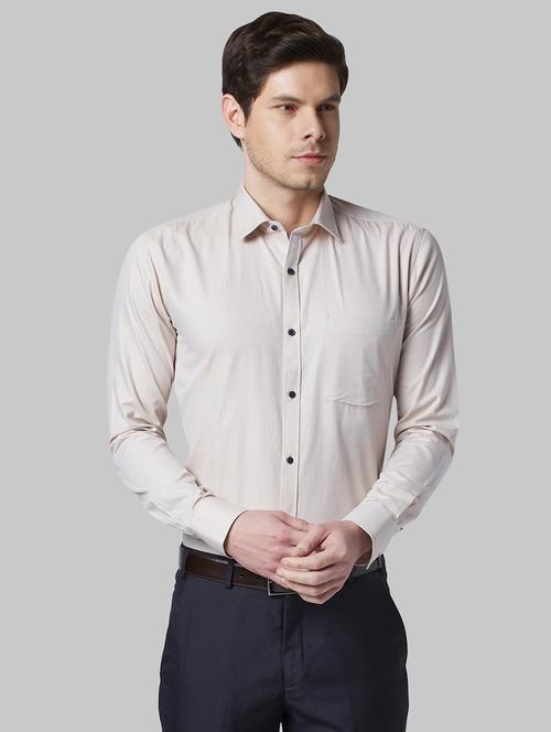 cream self design formal shirt - 17604019 - Very Small Image - 1