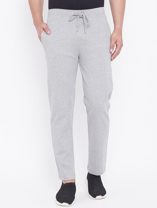 grey solid full length track pant - 17605153 - Very Small Image - 1