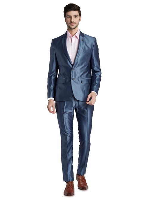blue solid single breasted suit - 17607003 - Very Small Image - 1