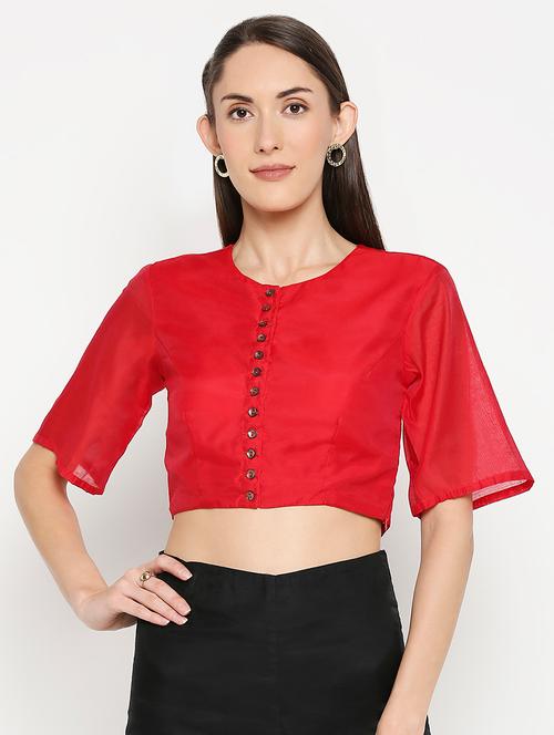 red art silk solid blouse - 17607207 - Very Small Image - 1