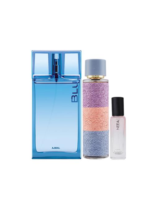 ajmal blu 90ml & maryaj deucefemme 100ml & neea edp of 20ml pack of 3 (total 220ml) for men & women + 2 parfum testers - 17607235 - Very Small Image - 1