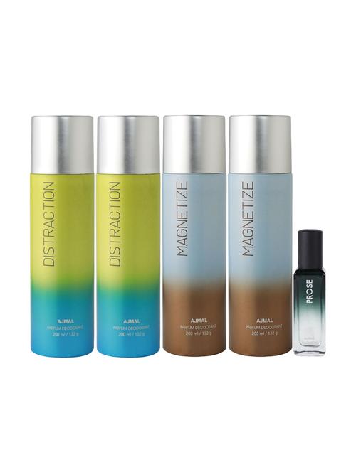 ajmal 2 distraction & 2 magnetize deo each 200ml & prose edp 20ml  (total 820ml) for unisex + 2 parfum testers - 17607373 - Very Small Image - 1