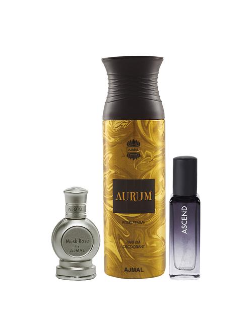 ajmal musk rose cp 12ml and aurum cp 10ml & ascend edp 20ml pack of 3 (total 42ml) for men & women (3 items in the set) - 17607581 - Very Small Image - 1