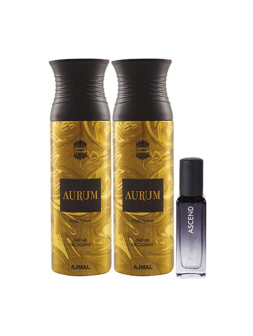 ajmal 2 aurum deo 200ml & ascend edp 20ml pack of 3 (total 420ml) for men & women (3 items in the set) - 17607589 - Very Small Image - 1
