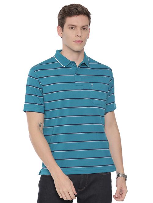 teal blue striped polo t-shirt - 17607705 - Very Small Image - 1