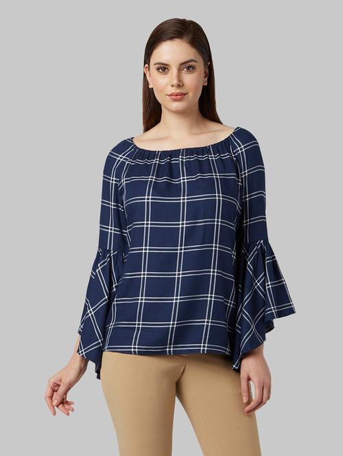 bell sleeved checkered top  - 17608150 - Very Small Image - 1