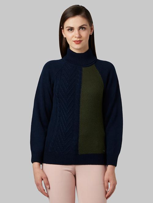 turtle neck color block pullover  - 17608618 - Very Small Image - 1