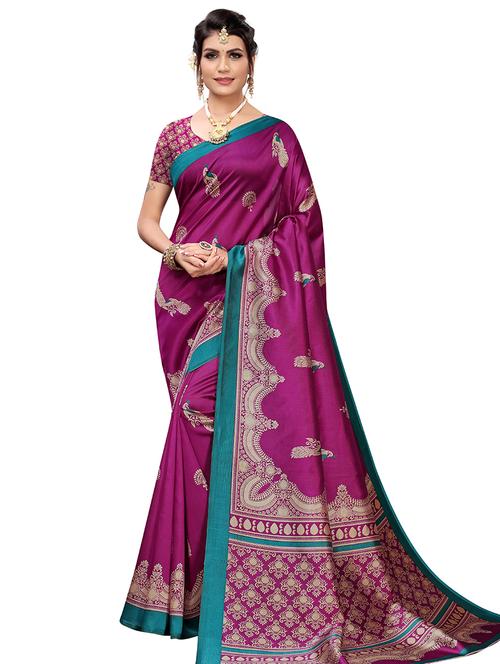 conversational printed saree with blouse - 17609258 - Very Small Image - 1