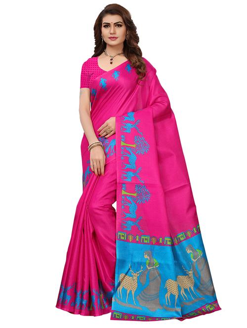 conversational printed saree with blouse - 17609308 - Very Small Image - 1