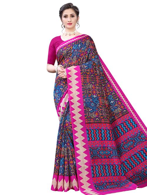 ikat printed saree with blouse - 17609523 - Very Small Image - 1