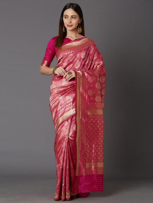 women's banarasi saree with blouse - 17610358 - Very Small Image - 1